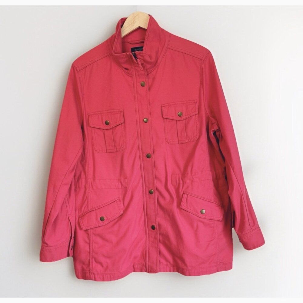 Talbots Salmon Pink Utility Jacket Women’s 1X Pockets Classic Preppy Casual